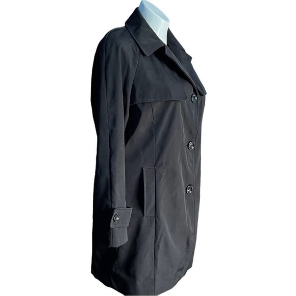 Calvin Klein black water resistant trench coat size Large button closure - Picture 5 of 14